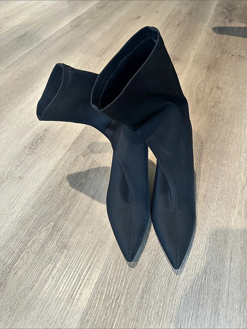 Pointed Toe Sock Boots in Black US 9